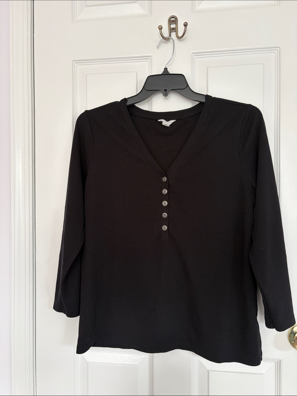 Caslon V-Neck Henley Long Sleeve Tops-bundle of 2